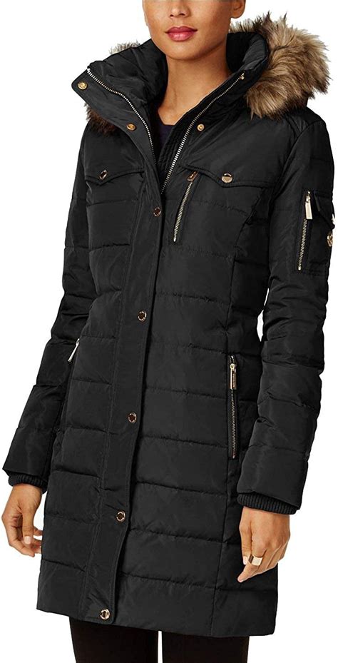 women michael kors black jacket|Michael Kors black puffer jacket.